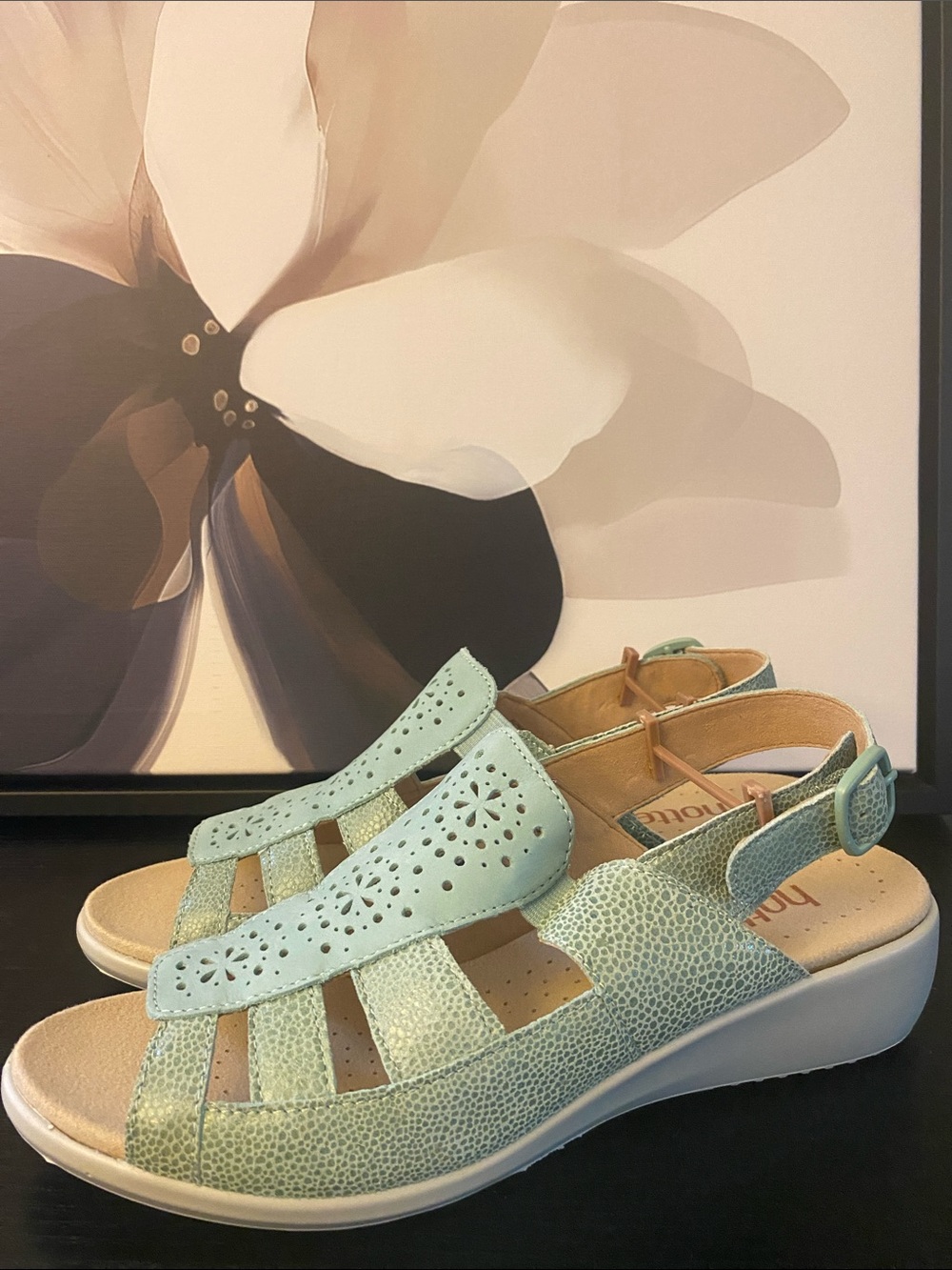 Hotter Roma Mint Multi Suede Nubuck Sandals Made in England